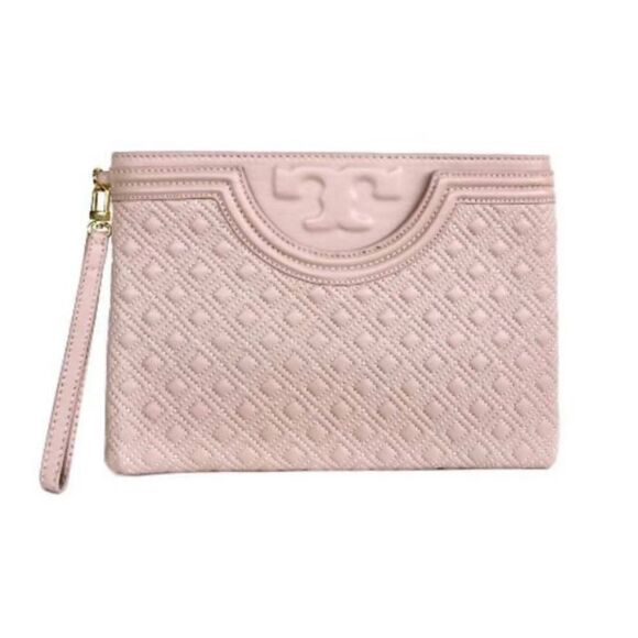 Tory Burch Leather Fleming Large Zip
Pouch in Color Bedrock / Pristine - Picture 1 of 10